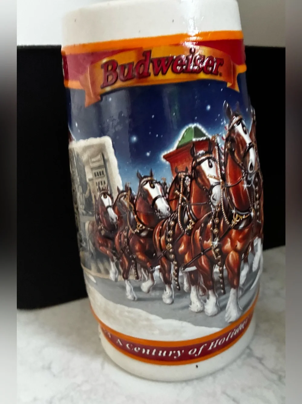 1999 Budweiser Holiday Stein “A Century of Tradition” Collector Beer Mug CS389